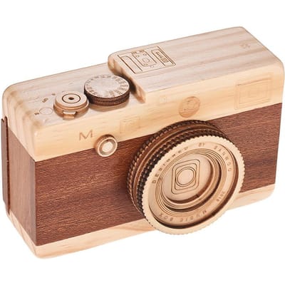 Houten Muziekdoos Retro Camera Ontwerp Klassieke Melodie Verjaardag Kerst Festival Muzikale Cadeaus beige