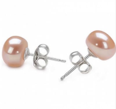 Oorbellen - Zilverkleur- - Synthetische Parel- Parel- Zalm - Charme Bijoux