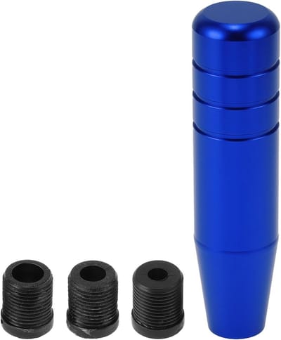 Dailygoods - Auto Shift Knop, 13cm Universeel voor Automatische en Handmatige Voertuig Versnellingspook Knop met 3 Adapter Aluminium Legering Blauw, 1 Set