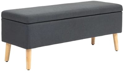 M-Goods - Opbergbank - Bedbank met Opbergruimte - Zitbank Slaapkamer - Linnenlook - Donkergrijs - 110 cm