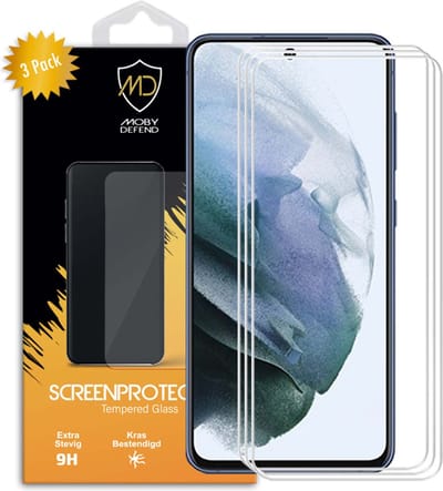 3-Pack MobyDefend Screenprotectors - Geschikt voor Samsung Galaxy S21 FE - Case-Friendly Screensavers - Gehard Glas
