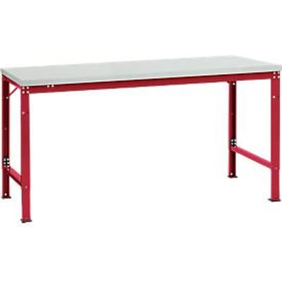 Manuflex basistafel UNIVERSAL Speciaal, 1750 x 1000 mm, melamine lichtgrijs, robijnrood