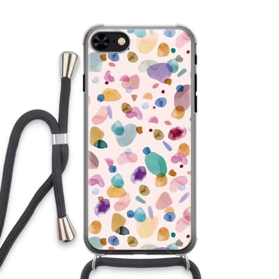 Case Company® - Hoesje met koord geschikt voor iPhone 8 hoesje met Koord - Terrazzo Memphis - Telefoonhoesje met Zwart Koord - Bescherming aan alle Kanten en Over de Schermrand