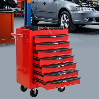 MODENUIT Gereedschapswagen - 7 Laden Met Slot En Wielen - Voor Garage En Werkplaats - Staal - 60x33x77,5 cm