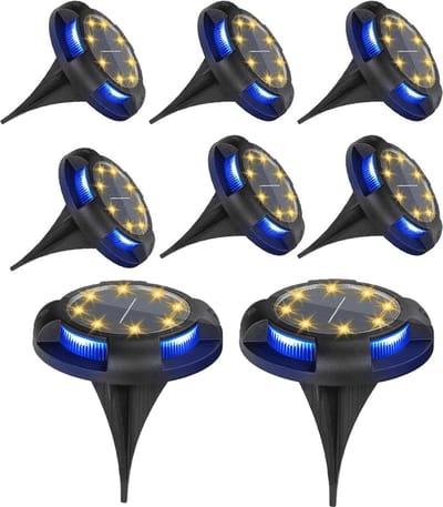 Meedeer Solar Grondspot (8 stuks)-Tuinverlichting op zonne energie-ABS Grond Spots-Zonne grondverlichting-op Zonne-energie met Buiten Verlichting Tuinverlichting- Buitenverlichting Tuinlamp