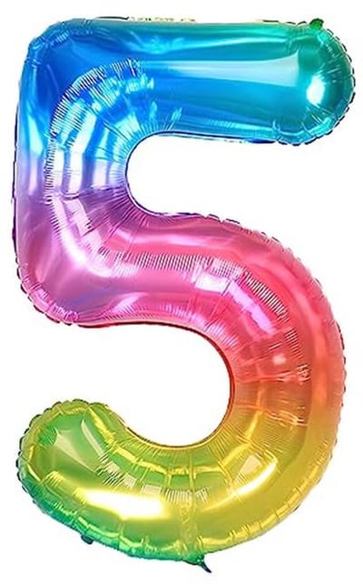 40 Inch Folie Ballon Cijfer 5 Regenboog XXL