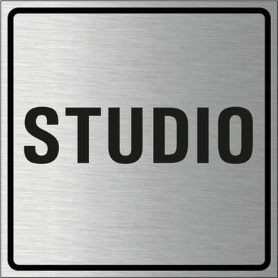 Studio bordje, geborsteld aluminium 150 x 150 mm