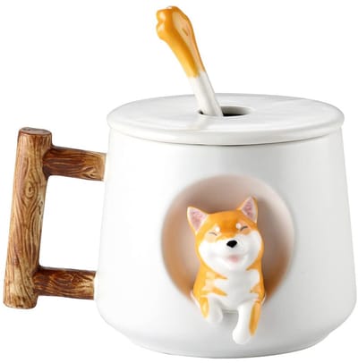 MTTProducts - Shiba Inu Mok - Theekop - Handgeschilderd - 420ml - Keramische Koffiemok - Uniek Cadeau - Voor Koffie en Thee