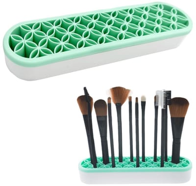 1 artikel - Siliconen make-upborstelhouder - Penhouder voor cosmetica - Opbergdoos voor cosmetica - Houder voor naaigereedschap - Opbergrek voor beautytools - Groen - Kan borstels, scharen en tandenborstels bevatten