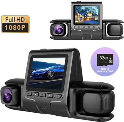 4-kanaals 360° dashcam HD 1080P 4-lens rijrecorder met 32GB geheugenkaart