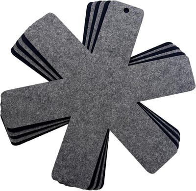SnelShoppen - 6 stuks Pannenbeschermers Vilt 38 cm - Stapelbescherming voor Pannen en Potten - Zwart/Grijs - Keukenaccessoires voor Servies