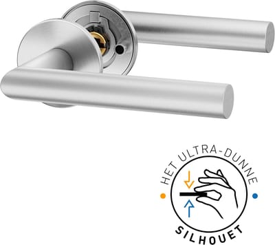NINA Super Slim Deurbeslag - RVS Deurklink met alleen krukrozet - Zonder sleutelrozet - Deurgrepen voor kamerdeuren - Binnendeur - Roestvrij staal