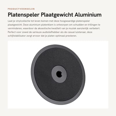 Dailygoods- Plaatgewicht Aluminium - LP Stabilisator - Draaitafelplaatgewicht - Schijfstabilisator - Lichtgewicht - Hoogte 31 cm - Platenklem