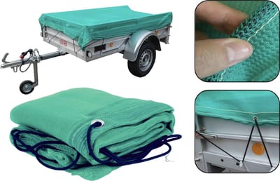 PD® Aanhangernet Fijnmazig met Elastiek - 250 x 140 CM - KWALITEIT - Groen - Met metalen Oogjes - Zeer Stevig - Aanhangwagennetten - Geschikt voor Aanhangwagens - In Handige Tas