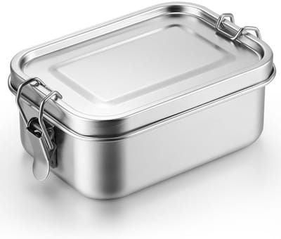 Daity 1 stuk - Roestvrijstalen voedselcontainer - lunchbox - met sluiting om lekken te voorkomen - herbruikbaar en vaatwasmachinebestendig - geschikt voor werk en picknicks (850ml)