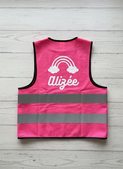 Hip met Pit Creaties Fluo hesje met naam - voor kind - veiligheidshesje - rose