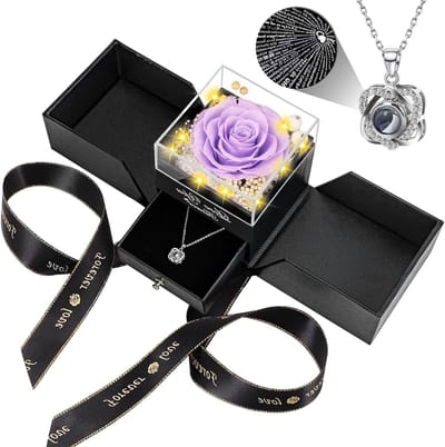 Geconserveerde Roos - Eeuwige Bloemen - Romantisch Cadeau - Echte Roos - Hartvorm - Lichtpaars