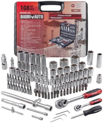 BaumAuto BM-41082-5 - Dopsleutelset - 108 Elementen - Cr-V Walizka