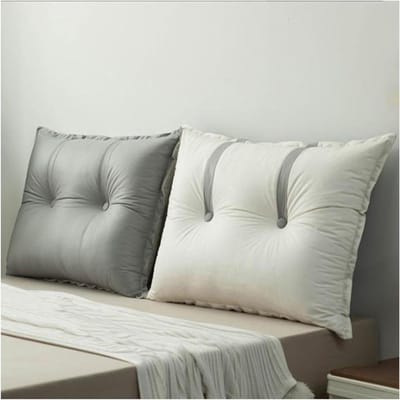 Rugkussen Bed Bank - Leessteun Hoofdkussen - Comfortabel Ontspannen - Afneembare Hoes - 60x60x18cm - Grijs