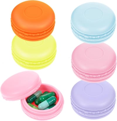 5 Stuks Mini Opbergdozen in Macaron Vorm, Kleurrijke Pillendozen voor Sieraden, Pills en Accessoires
