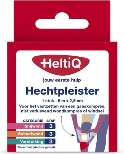 HeltiQ Hechtpleister textiel 5 m x 2,5 cm- 2 x 1 doosjes voordeelverpakking