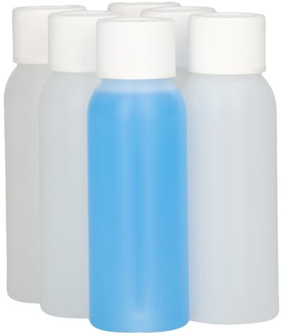 6 x 100 ml ronde fles HDPE naturel + Kindveiligedop wit - BPA Vrij - Niet Breekbaar - Plastic Flesjes Navulbaar - Met Dop - Lege Flessen - 6 stuks