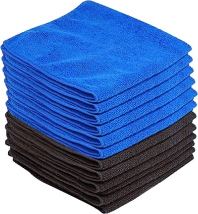 Eurocatch Microvezeldoekjes - 40x40cm - 12 stuks - Schoonmaakdoekjes - Wasbaar - 6x Zwart 6x Blauw - Laser Cut - Geen stiksels - Krasvrij