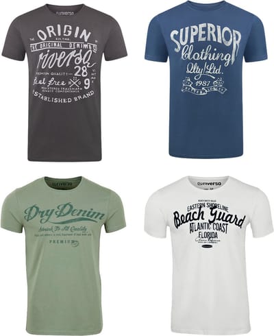 riverso Heren T-Shirt RIVLeon 4 Pack regular fit Veelkleurig M Ronde Hals Volwassenen - gemaakt van 100% katoen