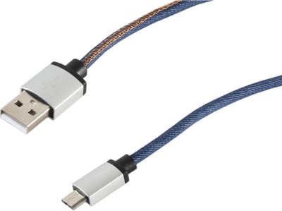 USB Micro B naar USB-A kabel - USB2.0 - tot 2A / blauw jeans - 2 meter