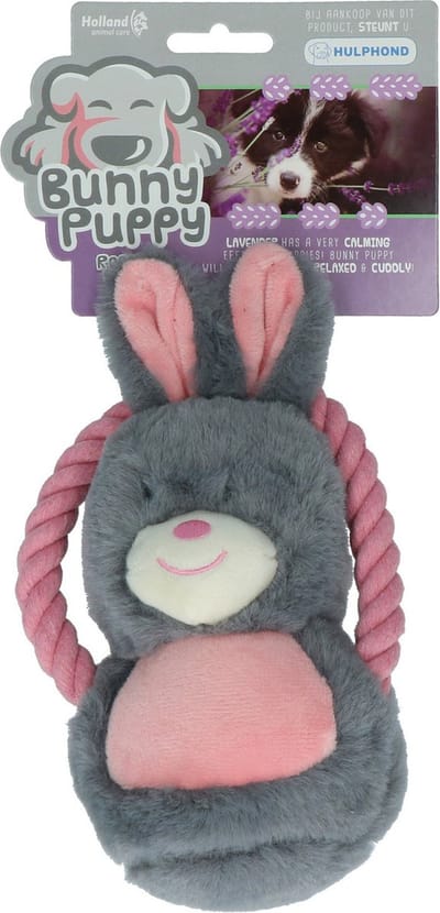 Bunny Puppy Ropey Swing – Hondenknuffel – Kalmerend – Grijs – 9 x 18 x 6,5 cm