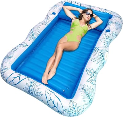 Opblaasbaar Zonnebad - Zonnevlot Drijfvlot - Ontspannen in water - Geïntegreerde bekerhouders - Groot formaat - Blauw