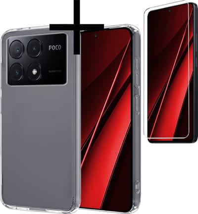 Hoesje - Met Screenprotector - Geschikt voor Xiaomi Poco X6 Pro 5G - Sterk & Shockproof - Back Cover - Siliconen Case - Telefoon Hoes - Transparant