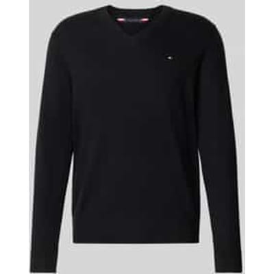 Tommy Hilfiger V-hals trui katoen met kasjmier - Pima Organic Cotton Cashmere - zwart (Black) - Maat: S