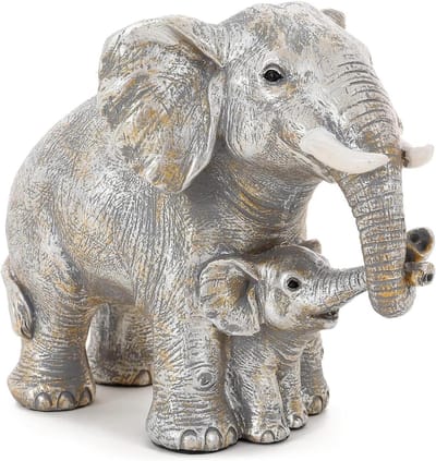 Decoratieve olifanten beeldjes - Perfect moederdag cadeau - Woonkamer, kantoor, slaapkamer - Zilverkleurig - Olifant geschenken - Eyecatcher in huis - Unieke decoratie met olifanten - Sfeervolle boekenkast accessoire.