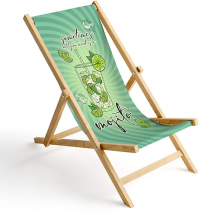 FEROCITY - Opklapbare ligstoel - Houten - strandstoel met afneembare hoes - 120 x 58 x 45 cm - Birke - Soms Mojito