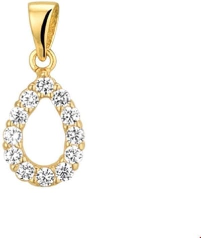 Huiscollectie Hanger geelgoud met zirkonia 6,5 x 14 mm
