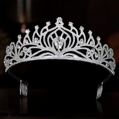 Kroon Bruid Luxe Diamant Bezet en Strass Kroon Bruiloft Grote Jurk Bruiloft Accessoires Kroon white
