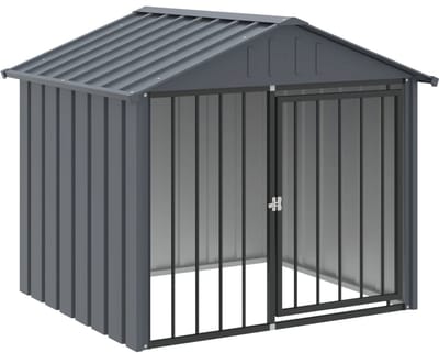 Hondenhok - Buiten - Bench - Ren - Weerbestendig - Kennel - Rek - Zwart