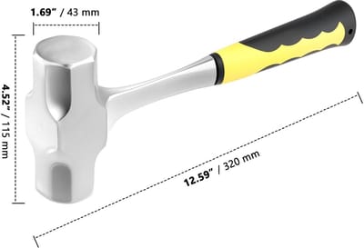 Dailygoods- Voorhamer 2 kg - Glasvezelgreep - Koolstofrijk Staal - Ergonomisch Ontwerp - Tuinieren/Kamperen - Nauwkeurige Slagen - Hamer