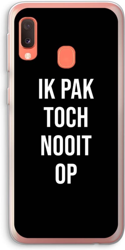 Case Company® - Hoesje geschikt voor Samsung Galaxy A20e hoesje - Ik pak nooit op - Zwart - Soft Cover Telefoonhoesje - Bescherming aan alle Kanten en Schermrand