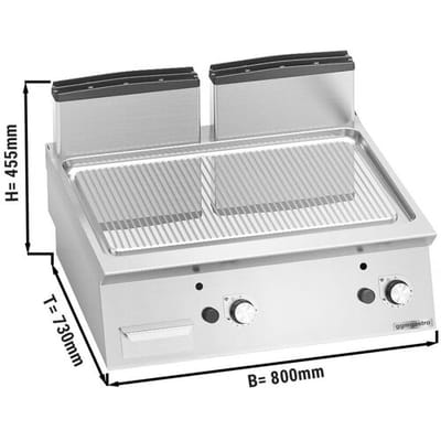 GGM Gastro Gas Bratplatte - 13,8 kW - Gerillt Zilver