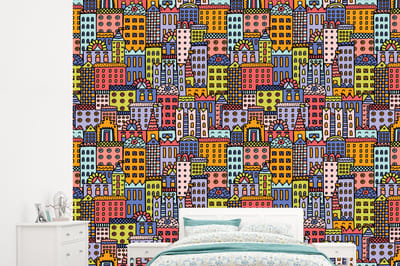Behang - Fotobehang Huis - Regenboog - Patroon - Breedte 245 cm x hoogte 220 cm