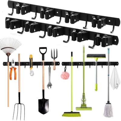 Dailygoods- Wandbezemhouder 2 Stuks - Roestvrij Staal - Zelfklevend