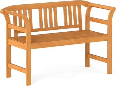 KOMFOTTEU 2-zits tuinbank, parkbank van acaciahout, parkstoel met rugleuning, draagvermogen 360 kg, voor balkon, terras, tuin, 118 x 50 x 78,5 cm