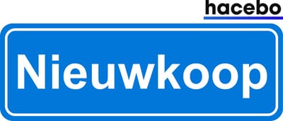 Hacebo - Plaatsnaam Sticker - 29x10 CM - Nieuwkoop sticker - Verkeersborden sticker - grappige cadeaus - Nieuwkoop