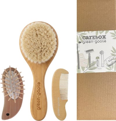 ZUZI ROSY® - Baby borstel - Baby verzorgingsset - 3 stuks - Bamboe - Haarborstel en kam - Kraamcadeau - Babyshower gift