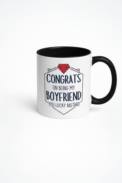 Grappige Mok 'Congrats On Being My Boyfriend - You Lucky Bastard' - Origineel Cadeau Vriendje