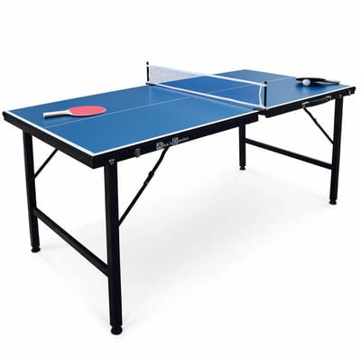 sweeek - Mini opvouwbare binnen tafeltennistafel, met 2 rackets en 3 balletjes 150x75x68cm