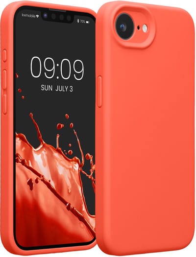 kwmobile telefoonhoesje geschikt voor Apple iPhone 17e / iPhone 16e - TPU backcover met siliconen coating - Smartphone case in neon koraal