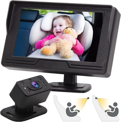Auto Baby Monitor - Kinder Camera - Veilig Reizen - Nachtzicht Functie - 43 inch Scherm - Zwart